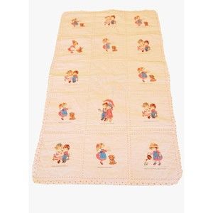 VTG Handmade Baby QUILT Crib/Lap Blanket "BEST FRIENDS" Reversable Pink Roses